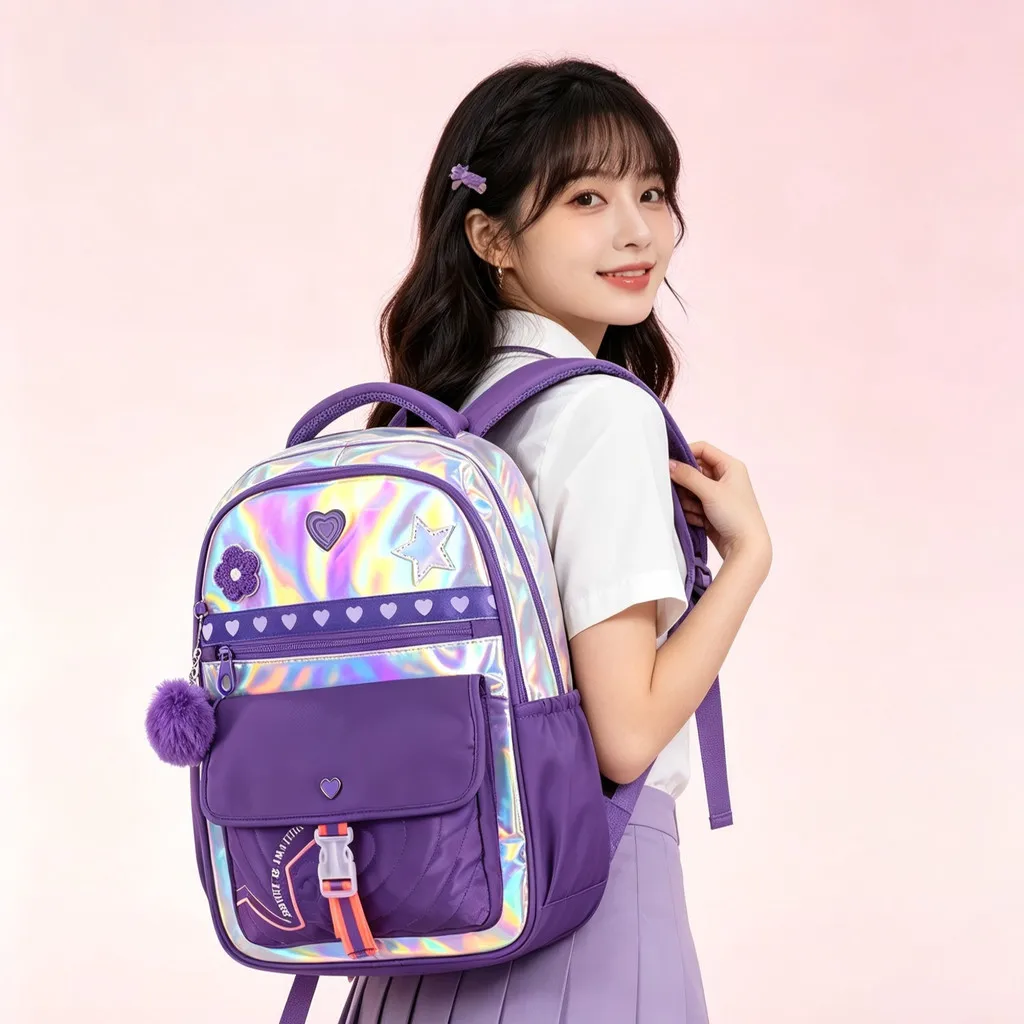 Girls Backpack Cute Laser Holographic for Elementary School Students 2026