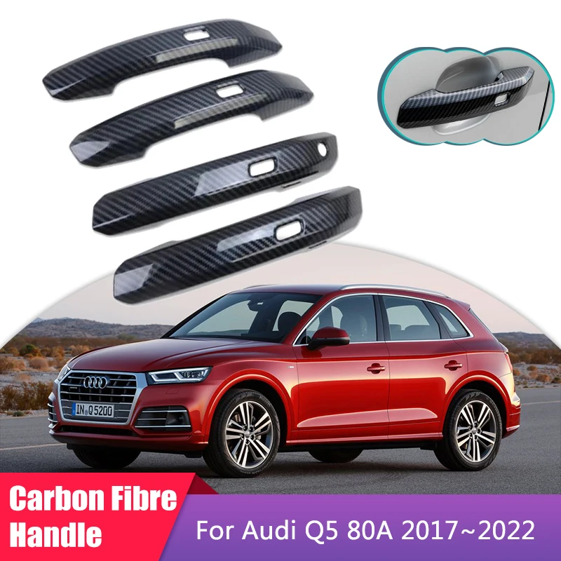 

Car Carbon Fiber Smart Door Handle Cover for Audi Q5 80A 2017 2018 2019 2020 2021 2022 Accessories Protection Styling Stickers
