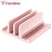 Vaydeer Pink Plastic Vertical Laptop Stand Holder Adjustable Desktop Notebook Dock Space-Saving 3 In 1 For Women