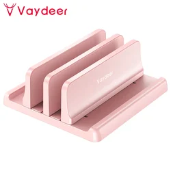 Vaydeer Pink Plastic Vertical Laptop Stand Holder Adjustable Desktop Notebook Dock Space-Saving 3 In 1 For Women