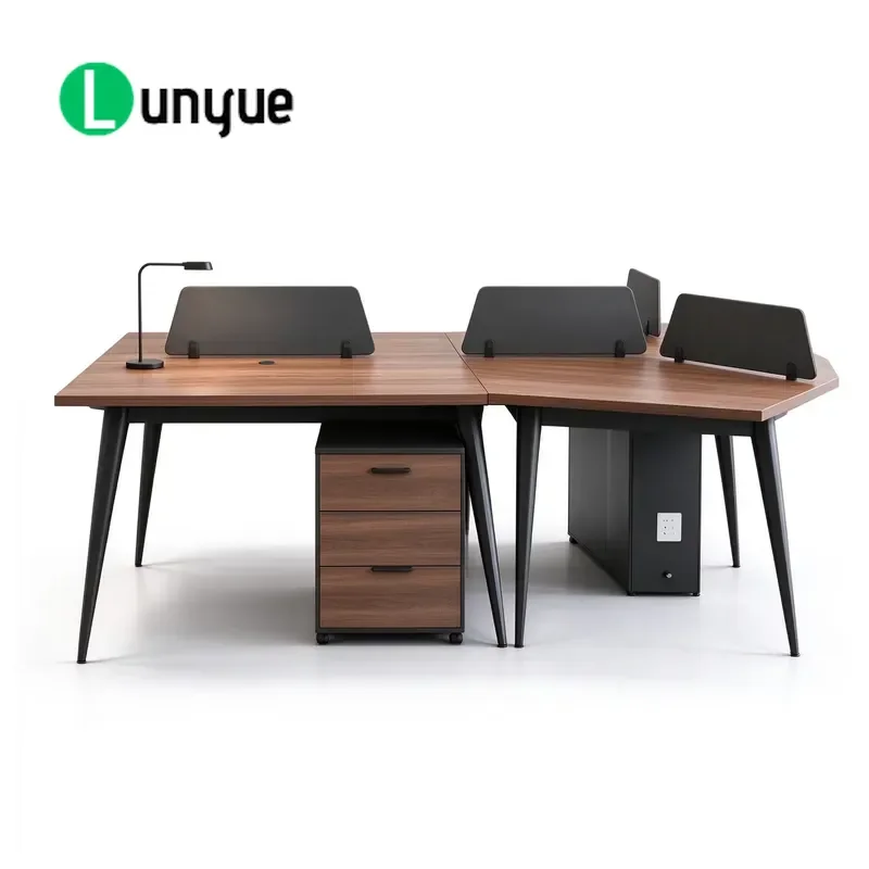 Modern L Shaped Office Desk and Chair Set Wood Style Staff Work Table Furniture for Home Office Workspace Durable Design