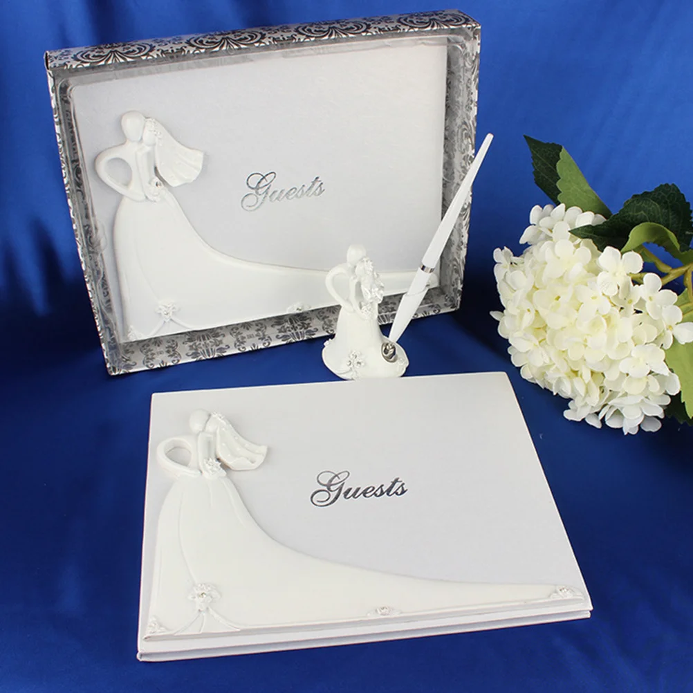 

1Pcs Vintage Lace Guest Book Linen Bride and Bridegroom Sign-in Book Wedding Party Guestbook Gift for Engagement