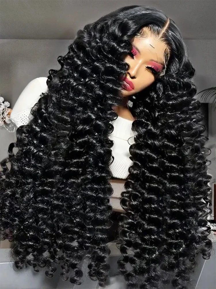 

Бразильский парик с накладной челкой 13x4 HD Lace Frontal для чернокожих женщин, из натуральных волос, с глубокими кудрями, для естественного образа