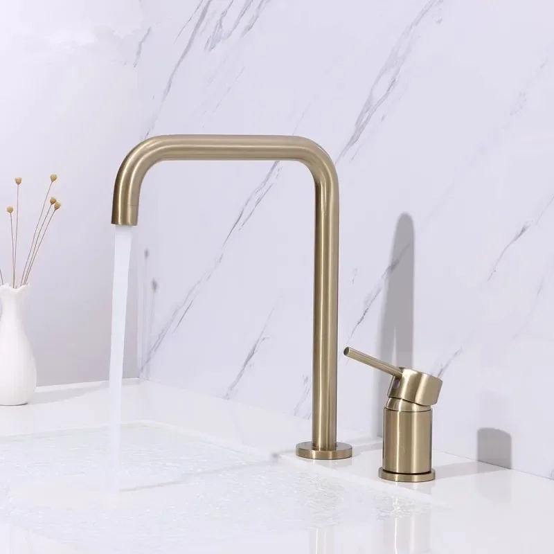 Brushed Gold Bathroom Faucet two holes Gun Grey Basin faucet Sink faucet sink tap 360 rotating widespread Black basin Tap