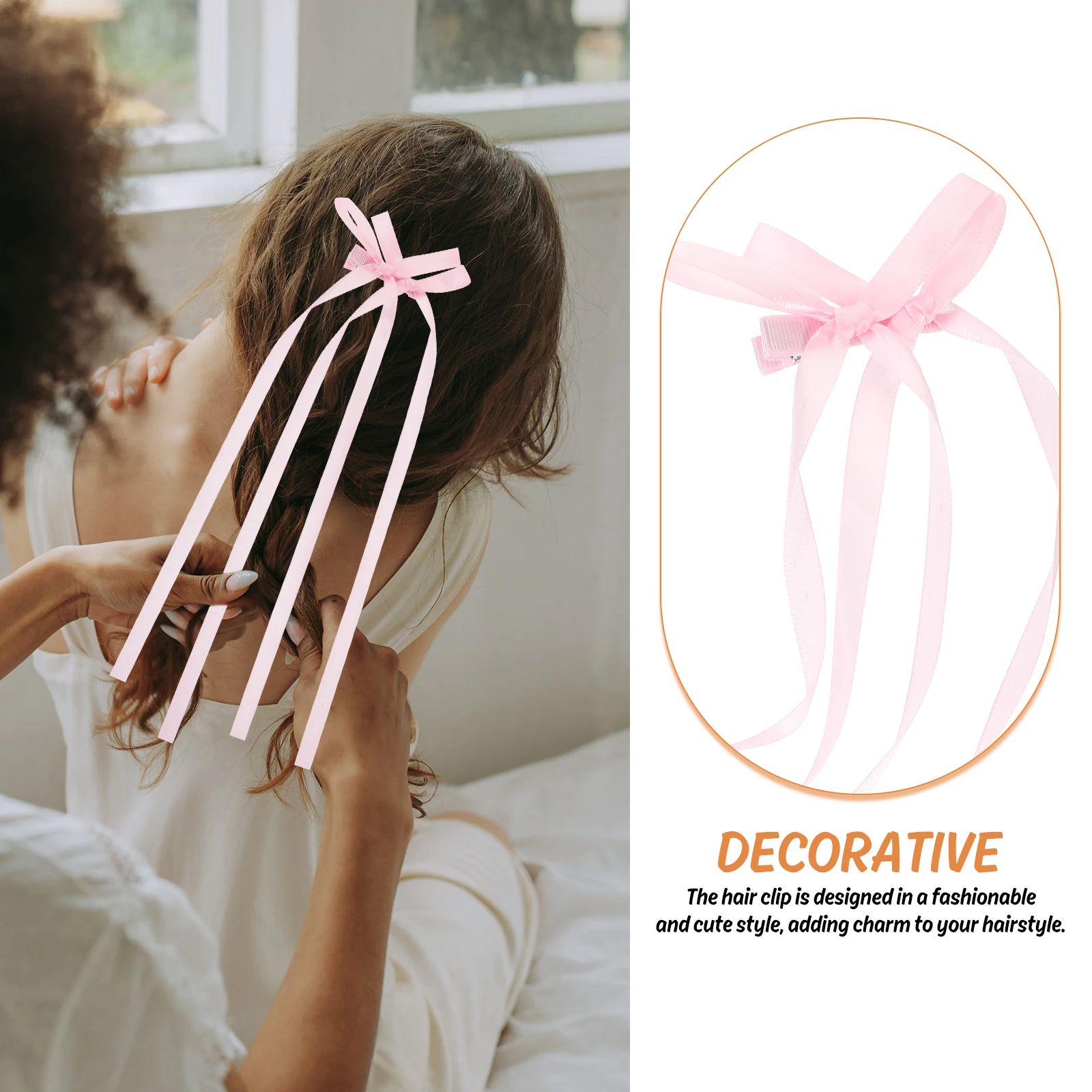 

2Pcs Double Bow Hair Clips Silk Fabric Adjustable Bows Hair Accessories Pink Child Hairstyle Versatile Matching Comfortable