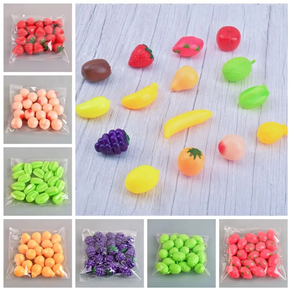 20pcs Lifelike Mini Simulation Food Model Pear Banana Artificial Fruits Model Pineapple Strawberry Simulation Kitchen Toy