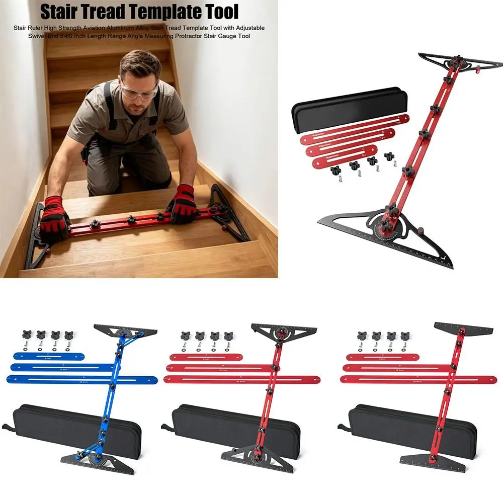 Adjustable Stair Tread Gauge Heavy Duty Accurate Stair Tread Jig Flexible Aluminum Alloy Stair Tread Layout Measuring Gauge
