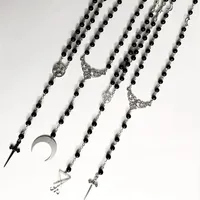 Occult rosary witchy gothic necklace vintage moonchild medieval sword metal dark wiccan magic witch devil satanic demon occult