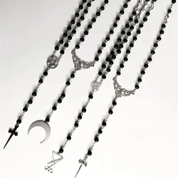 Occult rosary witchy gothic necklace vintage moonchild medieval sword metal dark wiccan magic witch devil satanic demon occult
