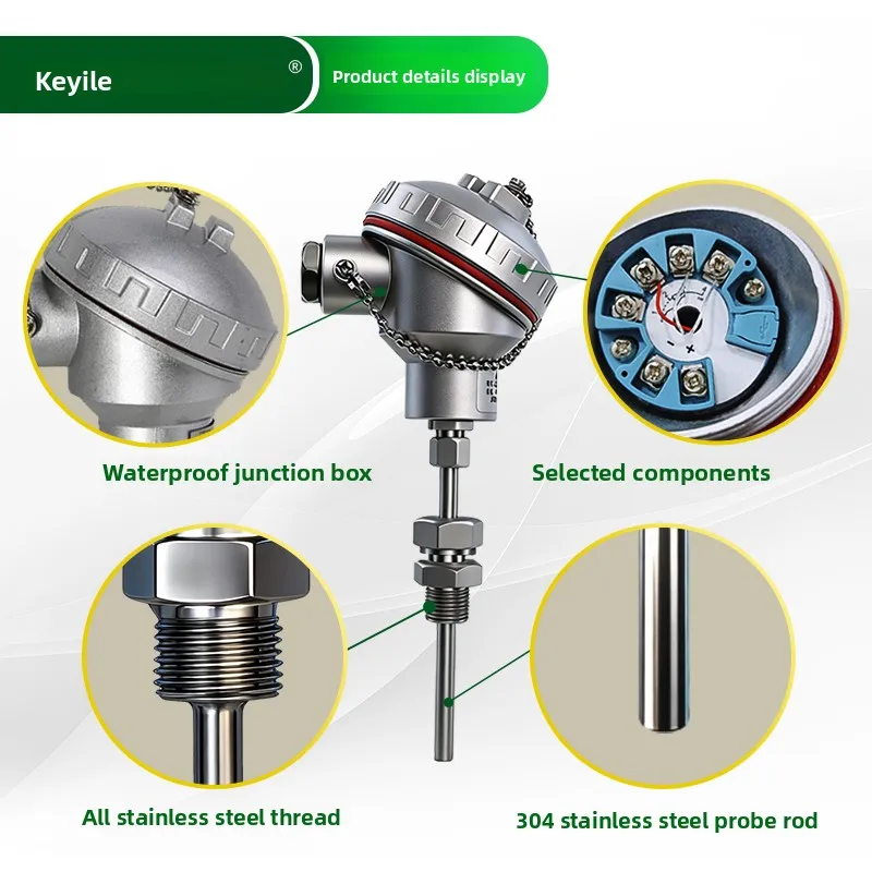 （for i piece) K-type Thermocouple PT100 Stainless Steel Integrated Temperature Sensor High Temperature Probe