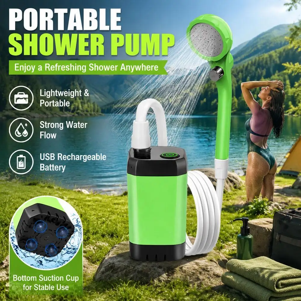 充電式ポータブルキャンプシャワーヘッドポンプ、屋外入浴用具、旅行、ハイキング、ビーチ、ペット洗浄用シャワーツール