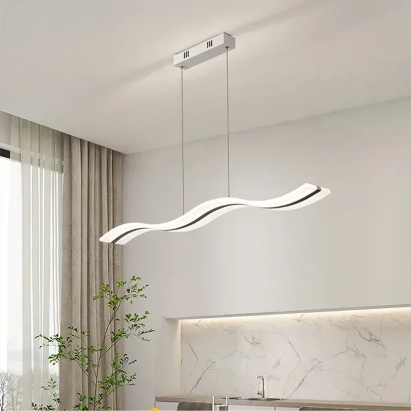 Imagem -04 - Modern Controle Remoto Led Pendant Light Pendurado Lâmpada Tiras Minimalistas Lustres de Teto Sala de Jantar Cozinha Ilha Decoração