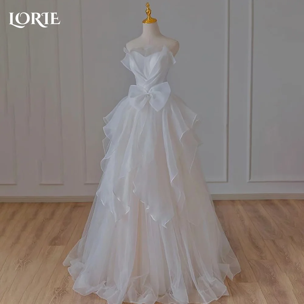 LORIE Vintage Wedding Dress A-Line Shawl Short Sleeve Corset Princess Bridal Gown A-Line Squre Neck Ball Bride Gown Customized