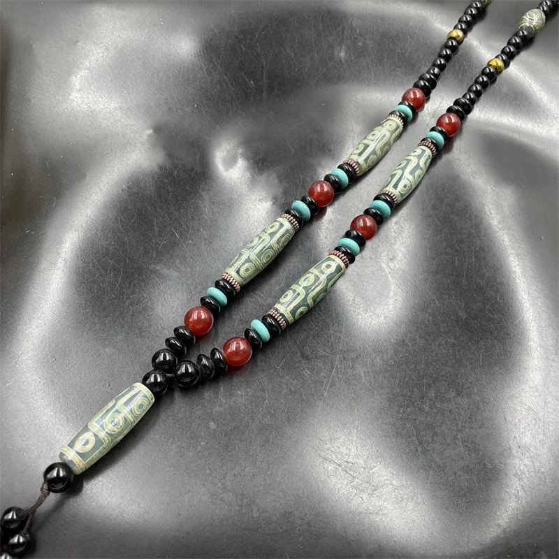 Cheap Jade Tibetan Green Dzi Bead Sweater Chain Tibet Old Agate Necklace Special Offer