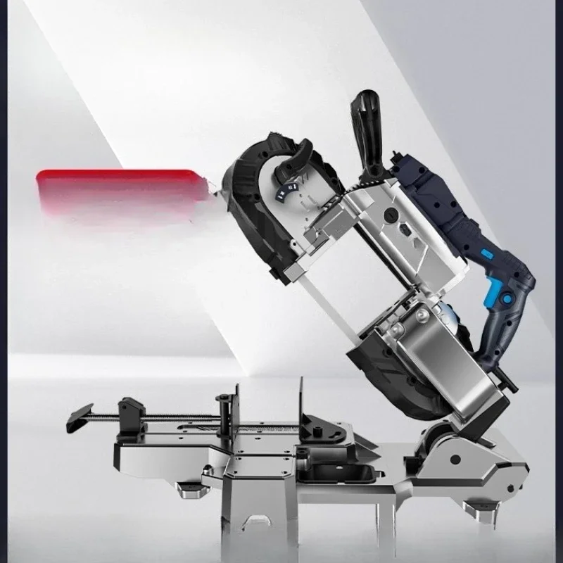 Portable Multifunctional Band Saw Handheld Metal Cutting Machine Tools Horizontal Sawing Machine Continuously Variable Speed