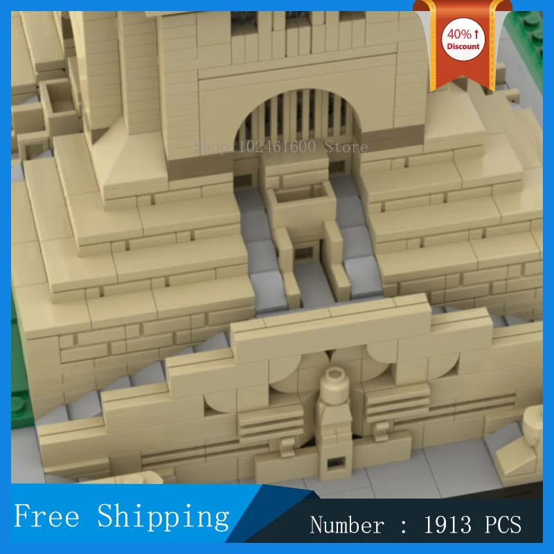 MOC City Monument 1:800 Model Building Block Assembly Statue 1:400 Church Architectural Street Scenery Collection Toy Gifts