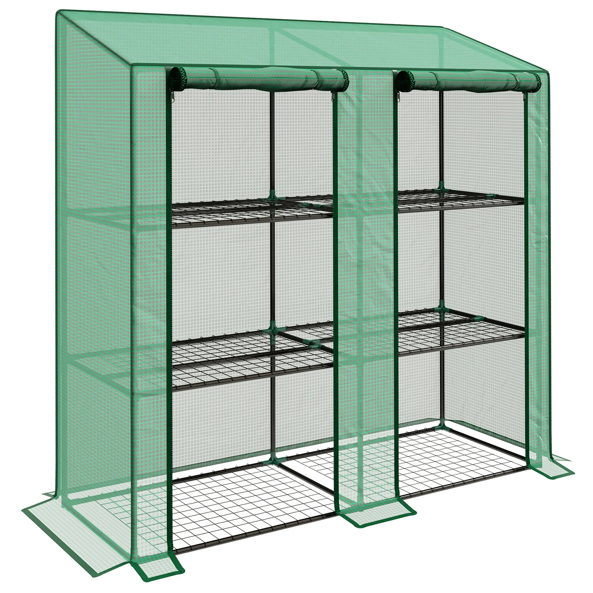 Outsunny 3-level garden greenhouse 143x46x141/151 cm Green