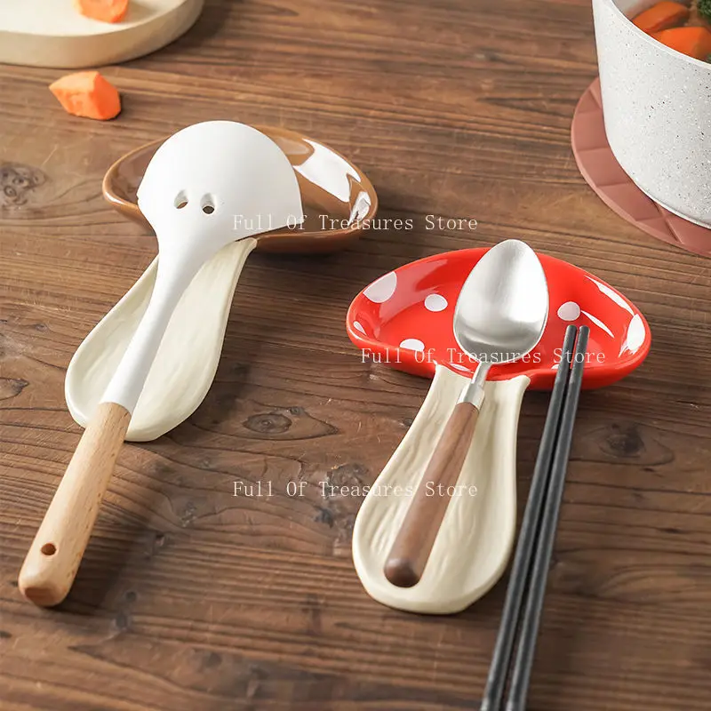 Suitable for Ceramic Spoon & Chopstick Holder, Multifunctional High-end Edge Spatula Holder,Countertop Tableware Shelf