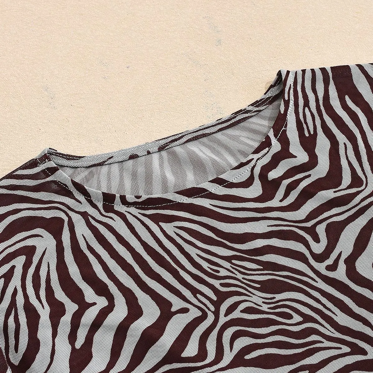 Women Long Sleeve T-Shirt Zebra Print Spring Summer Vintage Streetwear Female Sexy Slim Pullover Tops Ladies O-neck Mesh Tees