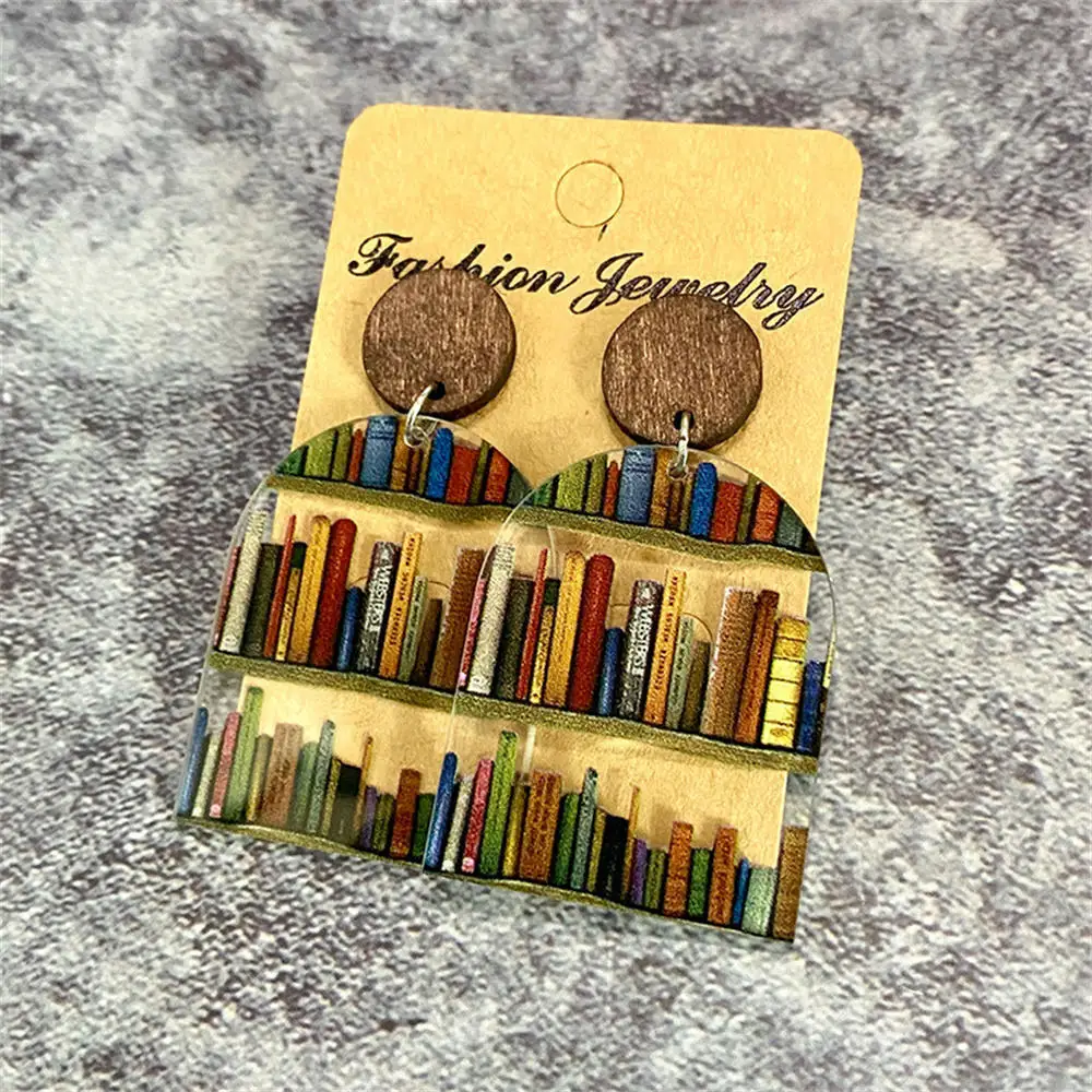 Bookcase Pattern Temperament Earrings Lightweight Stylish Shopping Earring For Shopping