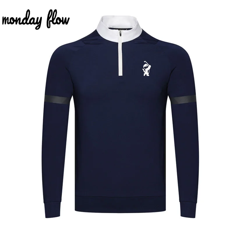 Monday Flow Autumn Golf Men's Outdoor Speed Drying Sweatshirt High Collar Long Sleeve T-shirt Comfortable Trainning Shirt Top