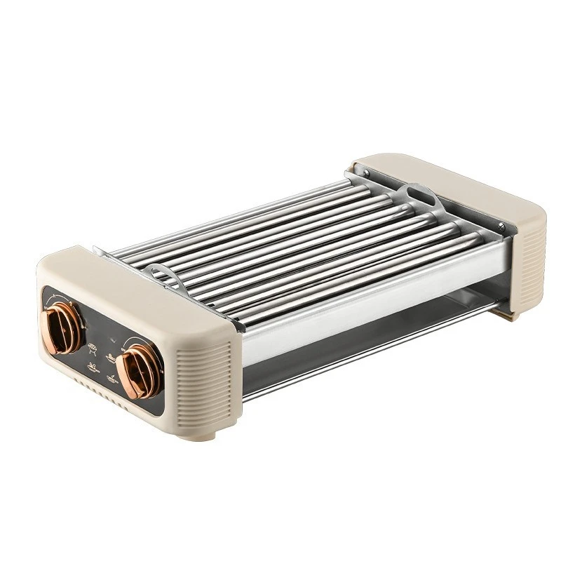 Multifunctional automatic three-in-one small sausage grill machine with baking pan and grilling net