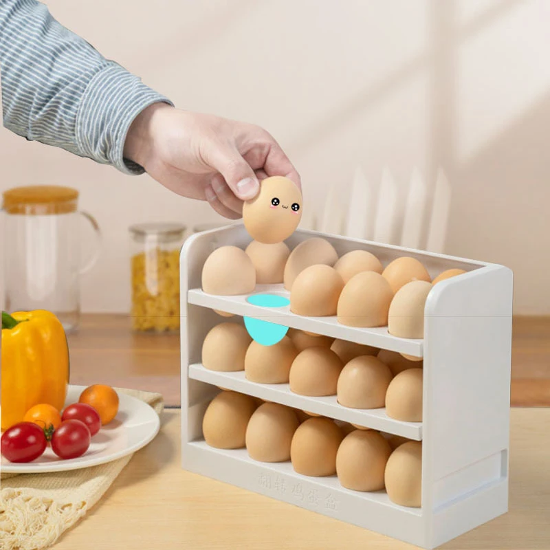 Three Layers Flip Egg Storage Box Egg Container Kitchen Fridge Egg Keeping Fresh Tray Space Saving Storage Box For Egg