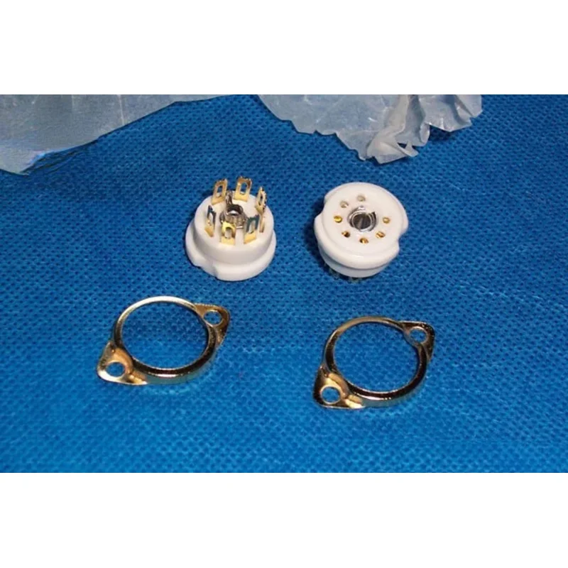 1 pezzo Piccolo supporto per tubo elettronico a 7 pin, porcellana placcata in oro, per impalcatura 6J1 6J4 6AK5 6Z4 6X4