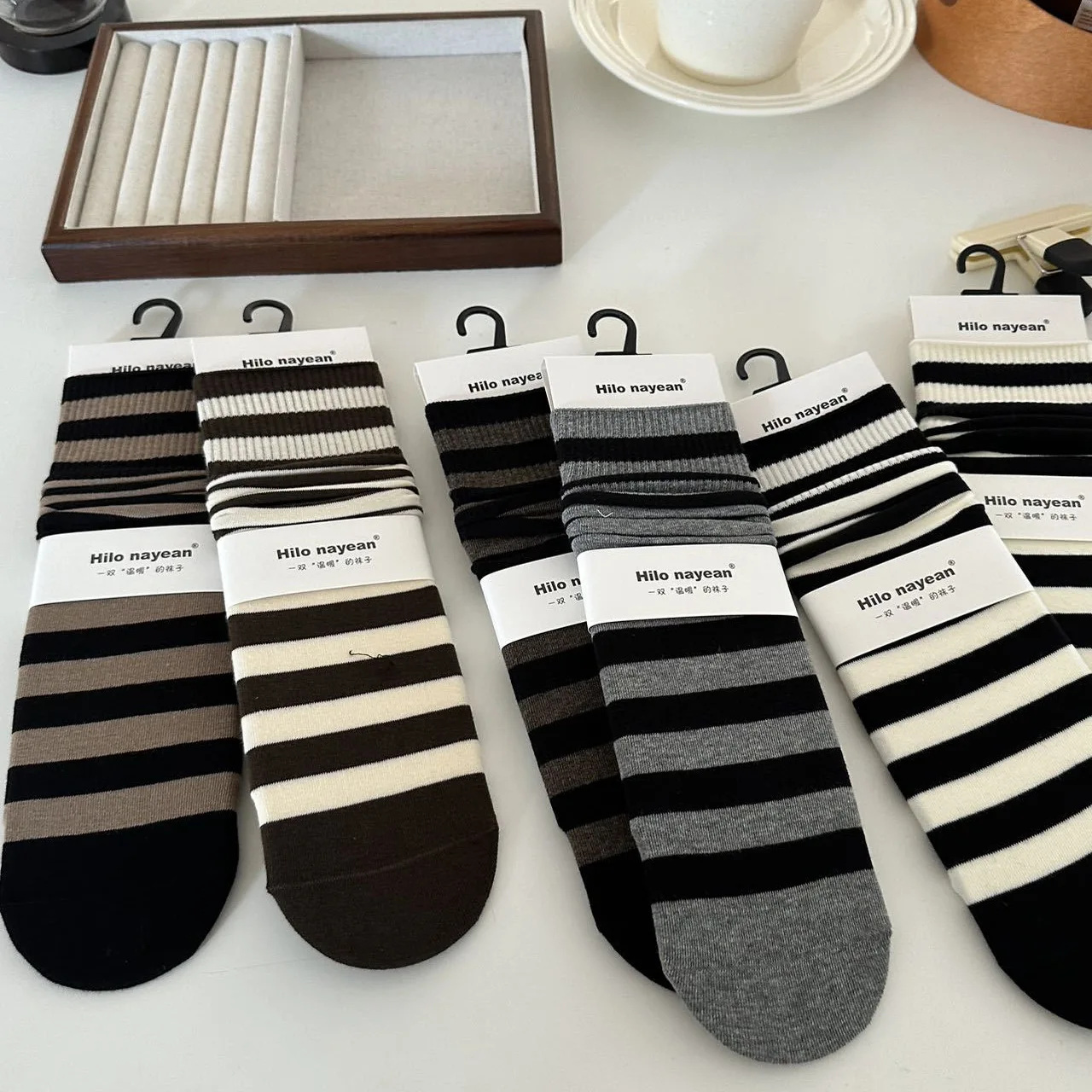 

spring autumn stacking socks girls boneless tube socks autumn and winter striped stockings 2025 new
