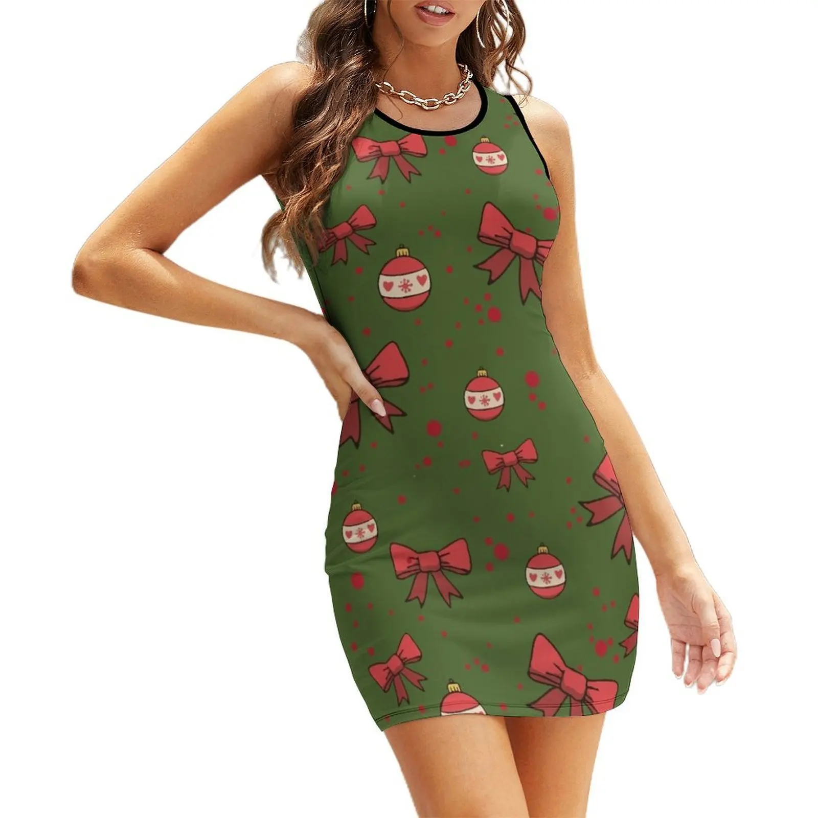 

Christmas Red 3 Sleeveless Sundress dresses for womens party dresses woman summer dress korean women Aesthetic clothing