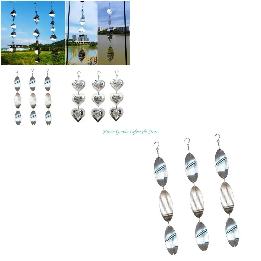 E74E Pack of 3 Reflective Metal Wind Spinners Bird Deterrents for Outdoor Decoration and Effective Bird Control in Sunlight