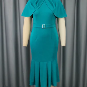 Mermaid Cap Sleeves Church gekleidet für Frauen, Bürodamen, bescheidene elegante afrikanische Slim Damen -Kleider, Date -Events, elegant 8 Hauptverkäufe Frauen bescheidene Kleider - №7
