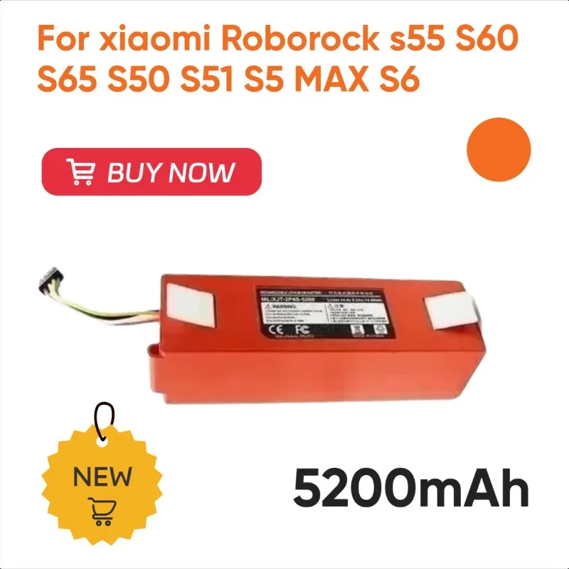 5200mAh BRR-2P4S-5200S ロボット掃除機交換用バッテリー Xiaomi Roborock S55 S60 S65 S50 S51 S5 MAX S6用
