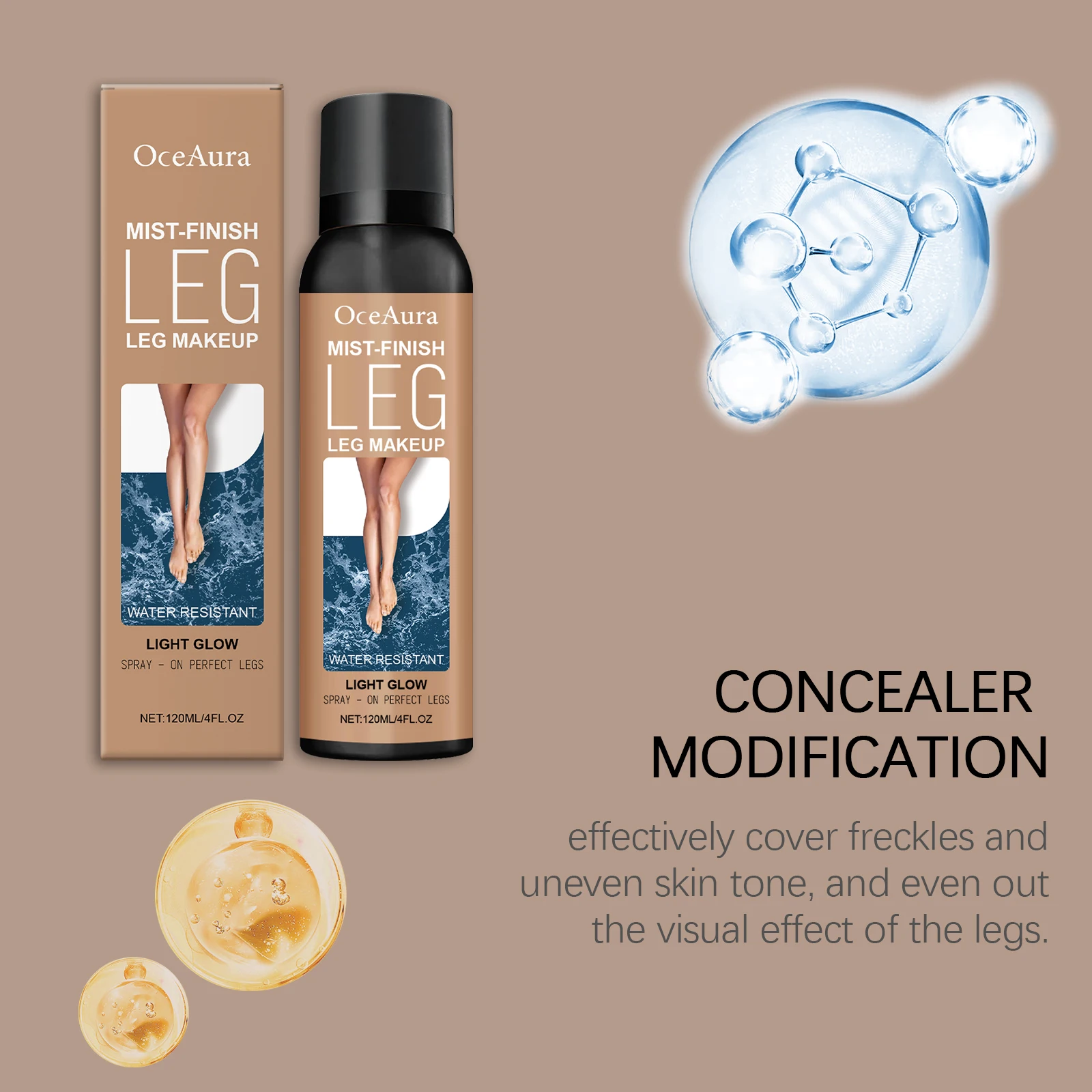Bronze Leg Makeup Liquid Concealer Even Skin Tone Lasting Moisturizing Body Foundation Cover Tattoo Blemish Fake Tanning Spray - Image 5