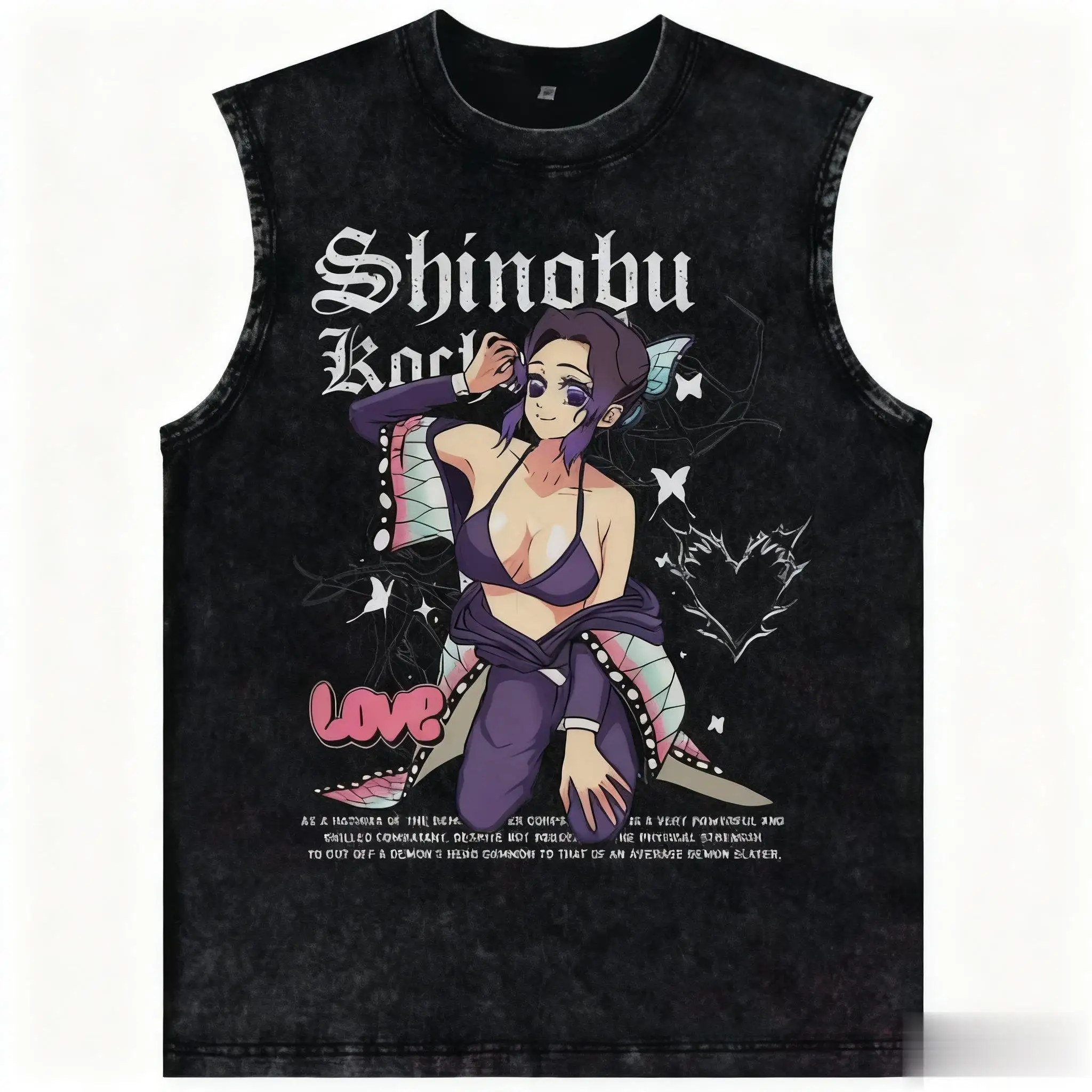 Demon slayer anime impresso colete de ginásio das mulheres dos homens regata vintage lavagem sem mangas tshirt streetwear harajuku oversized nova chegada