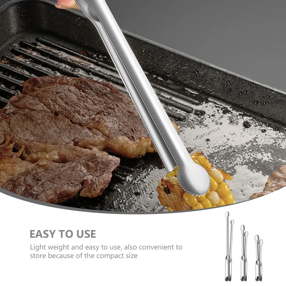 

3Pcs Stainless Steel Kitchen Tong Food Serving Tongs for Bbq Steak Bread Buffet Dessert Clips Food Tong Tongs for Cooking