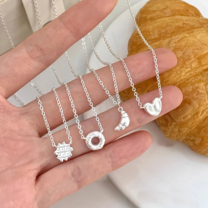 VENTFILLE  Silver Color Bread Necklace For Women Girl Special Design Personality Interesting Irregular Jewelry Gift Dropshipping