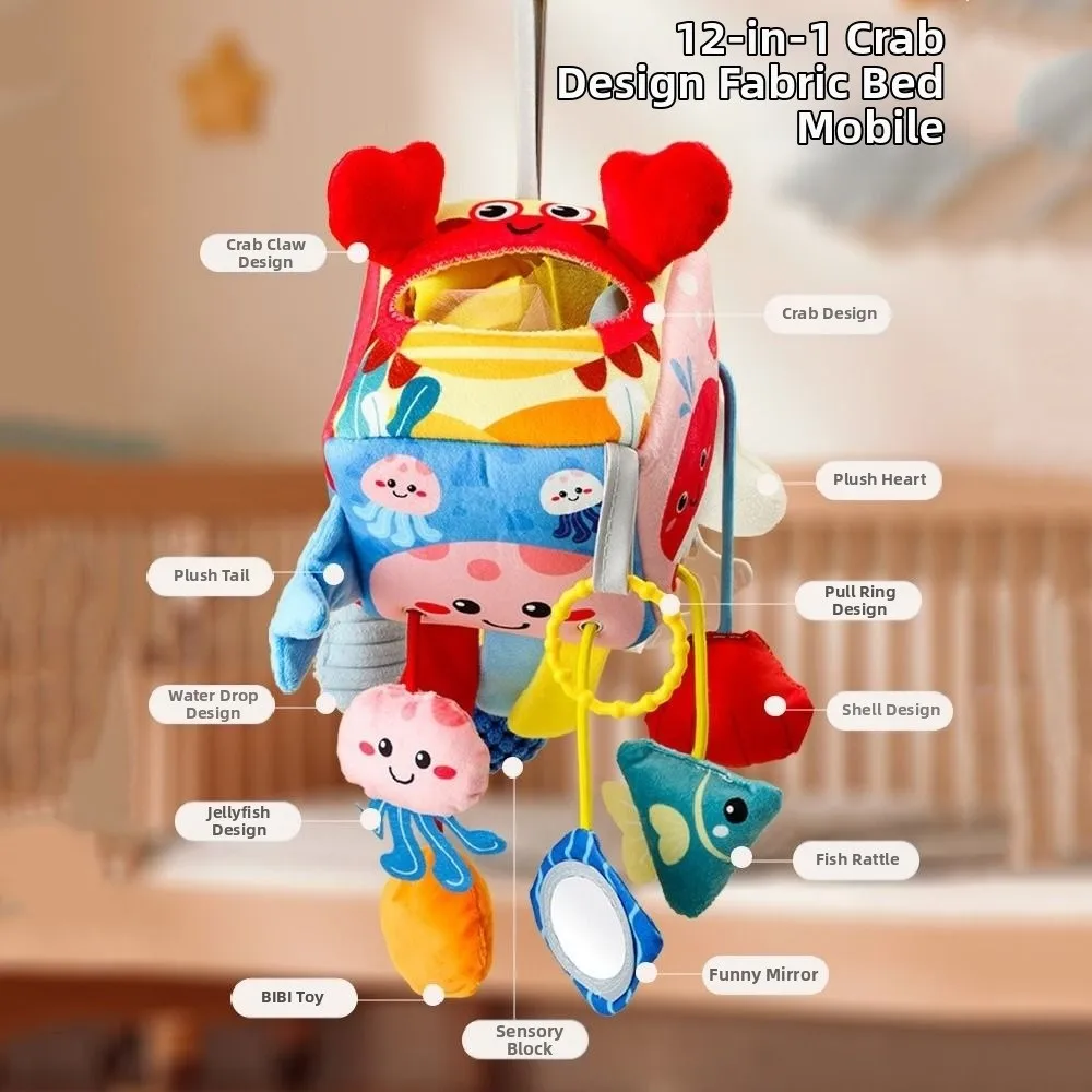 Hochets créatifs en forme de crabe pour bébé, jouet sensoriel en peluche douce, miroir distorsion, confortable au toucher