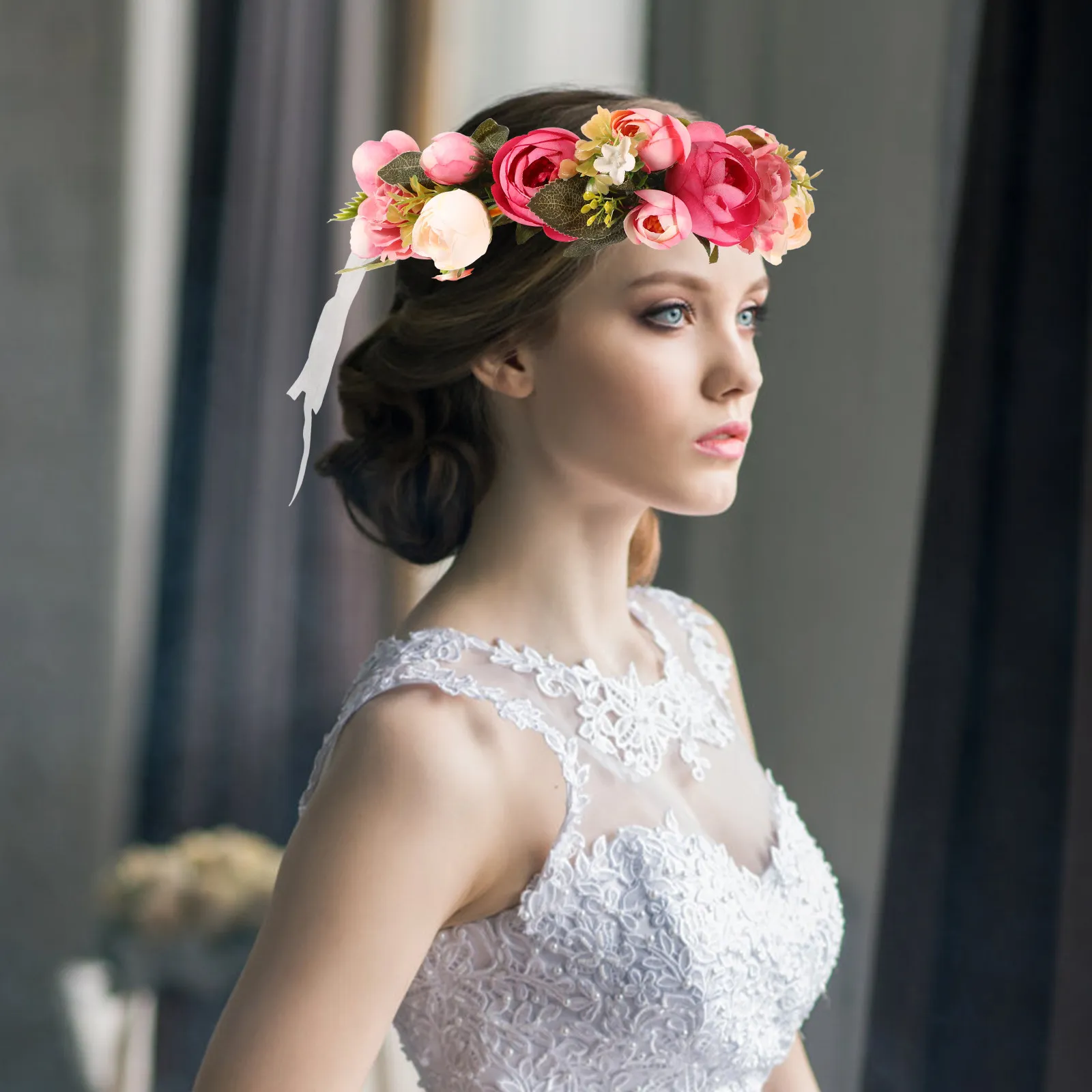 

Свадебный головной убор для женщин, 1 шт., элегантная повязка для волос с цветами, украшение для свадебной вечеринки, выпускного бала, креативный головной убор с имитацией цветов