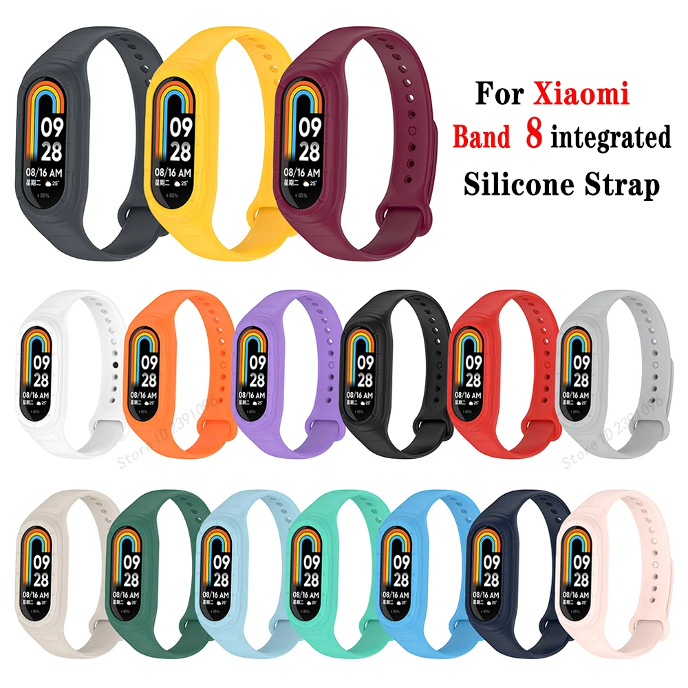 Silicone Strap Sport Bracelet for Xiaomi Mi Band 8 Integrated strap protection case for Mi Band 8 Replacement Watchband Correa