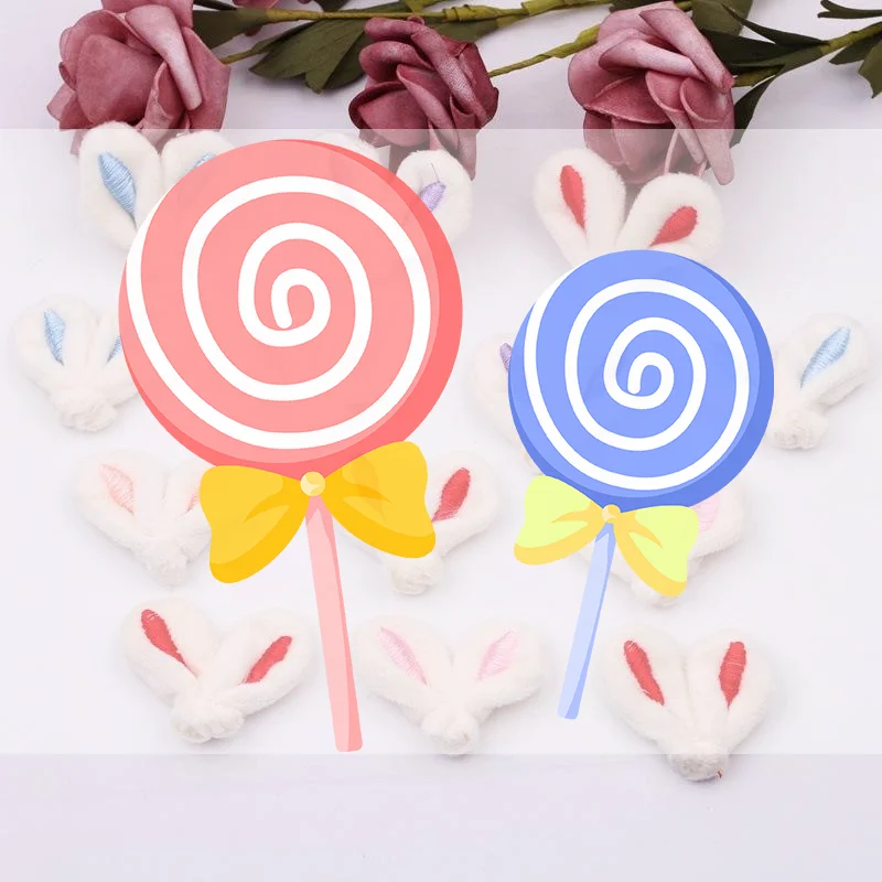 10pcs/lot DIY Handmade Plush Embroidered Ears Padded Patches Appliques For Clothes Sewing Supplies DIY Hair Decoration