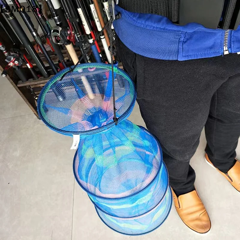 Aquarium Fish Trap - Portable Fishing Net 3 Layer Round