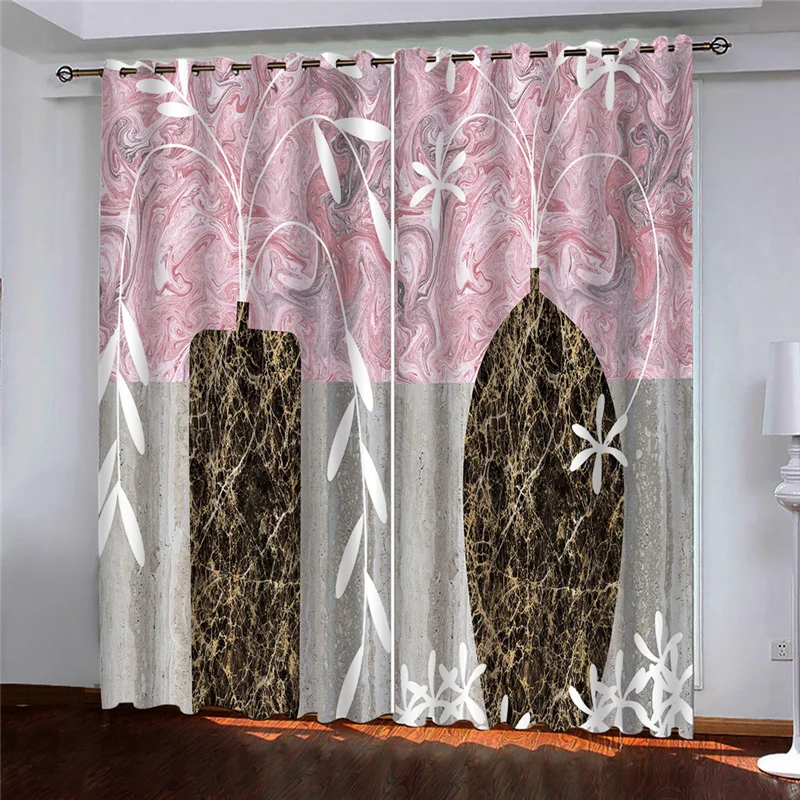 

HUANZHUANG Curtains Long Abstract Flower Botanical Print Thermal Insulated Home Decor 2 Panel Window Curtains With Grommet Top