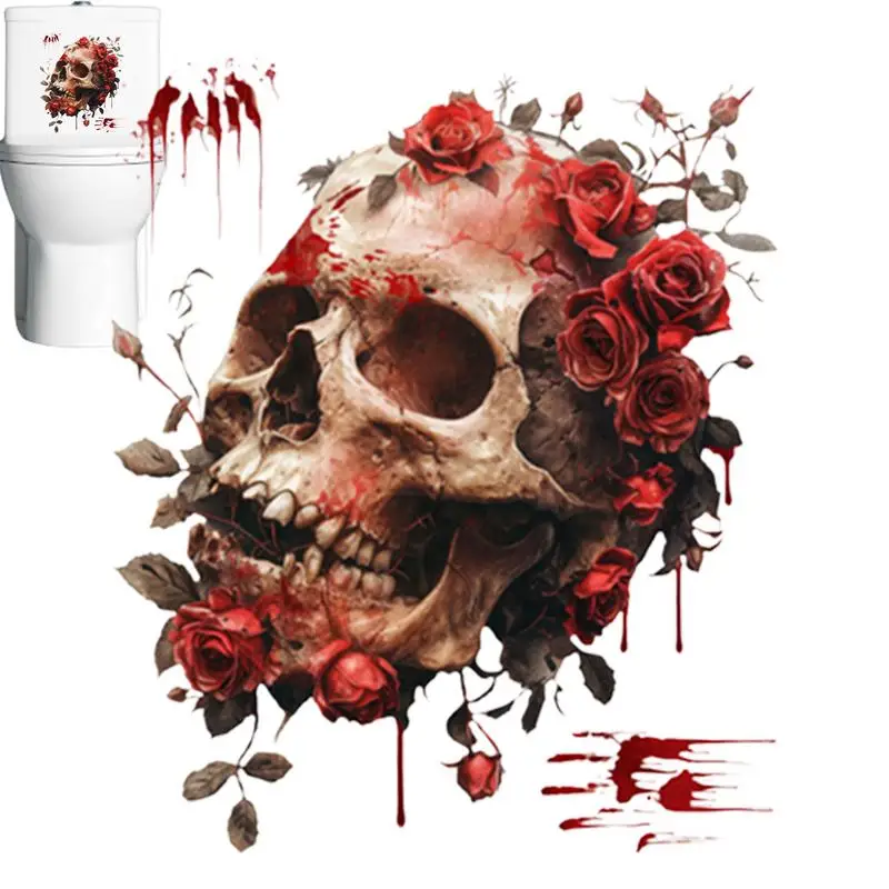 Halloween Toilet Lid Sticker D IY 3D Horrible Wall Decals For Home Bathroom Skull Horror Decor Dark Halloween Party Decoration