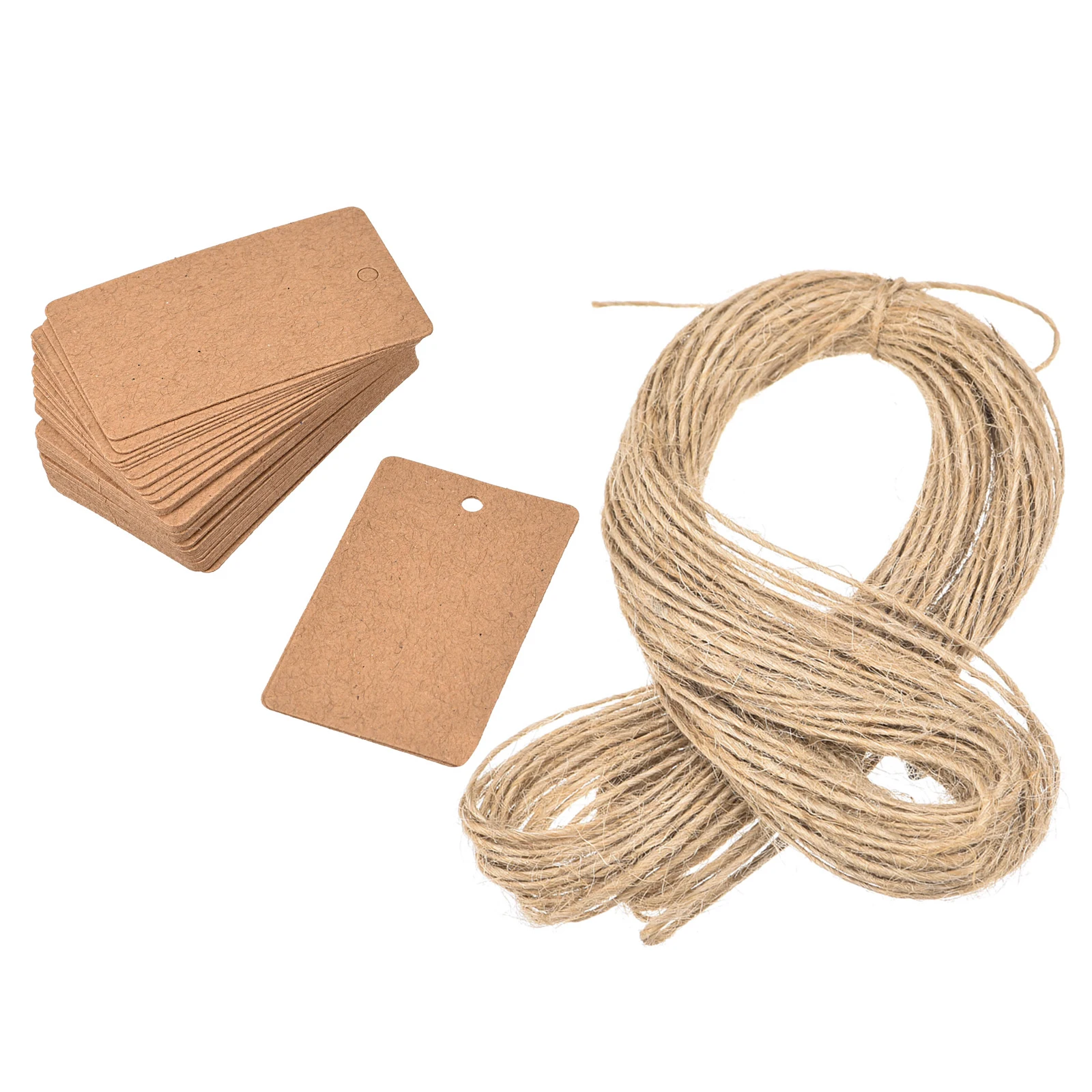 Uxcell Rectangle Paper Tags Blank Hang Tags for Gift Tags with Twine Rope Khaki 50x30mm Length 65.6 Feet Pack of 200