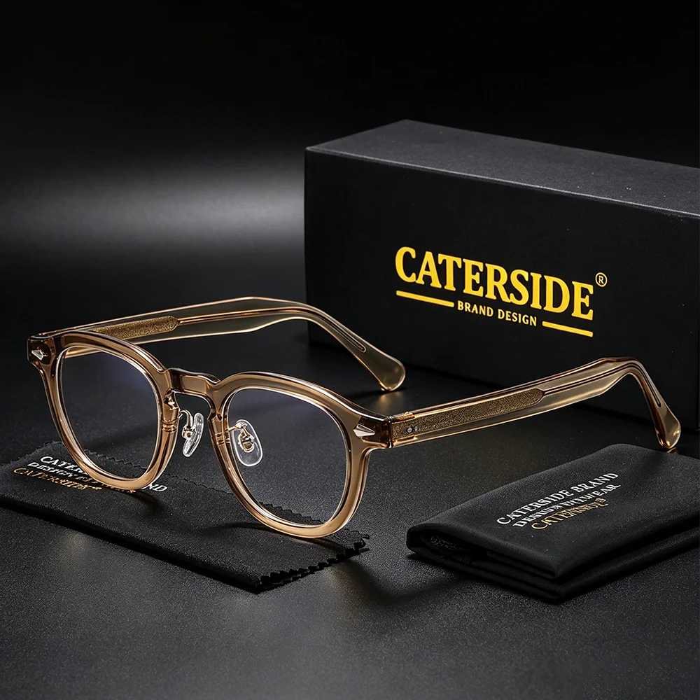 

CATERSIDE Fashion Men Flat Lens High-Quality Tr-90 Circular Frame Eyeglass Frame Women Classic Retro Decorative Eyeglass Frame