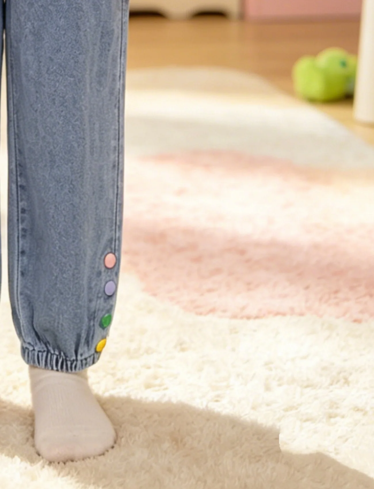 Girls Spring Autumn Rainbow Heart Embroidery Cuffed Jeans Children’s Elastic Waist Casual Long Pants 5 Girls Spring Autumn Rainbow Heart Embroidery Cuffed Jeans Children's Elastic Waist Casual Long Pants 5