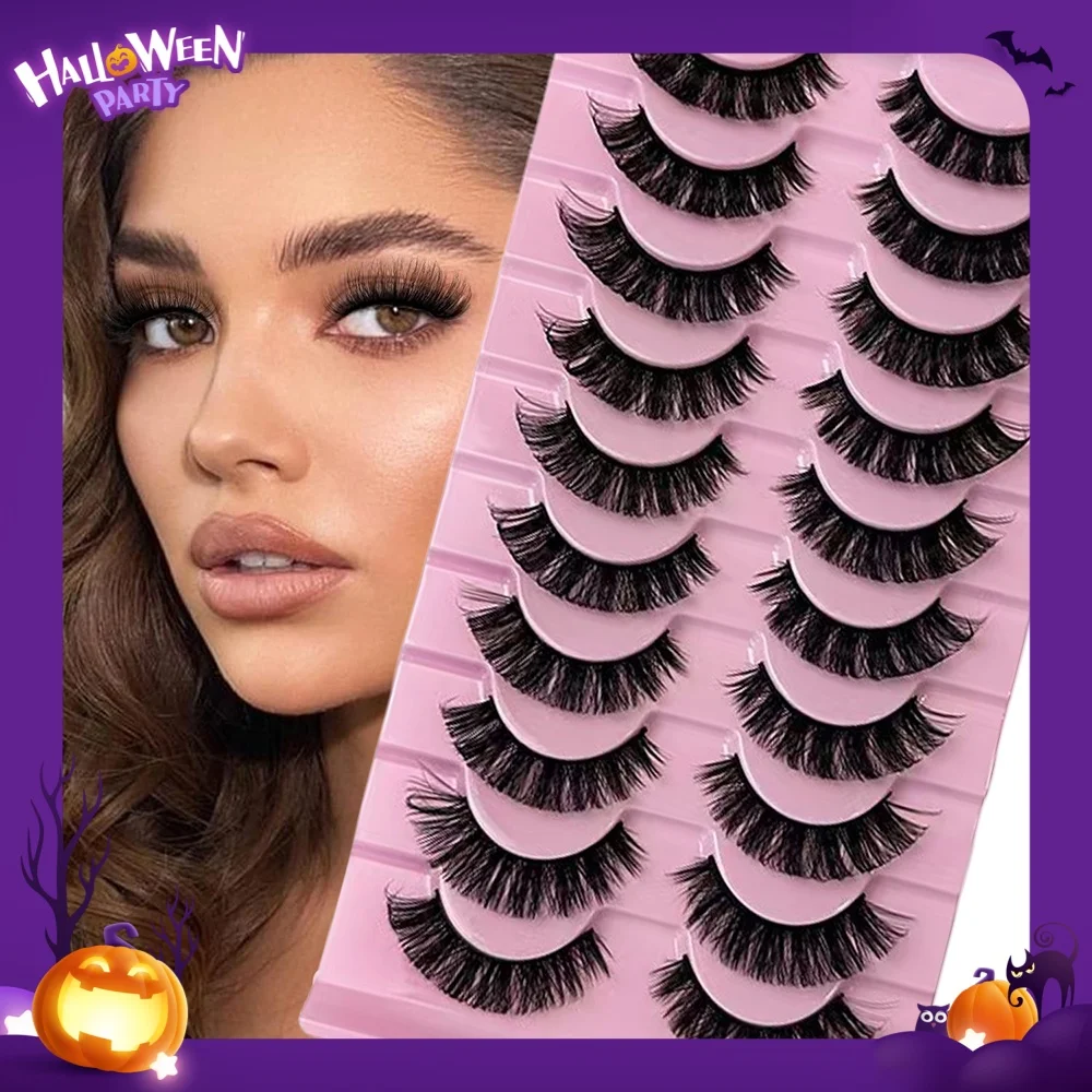 柔らかく軽量なつけまつげ10組 - 長くて太い、肌に優しい、再利用可能、初心者に最適 - に最適