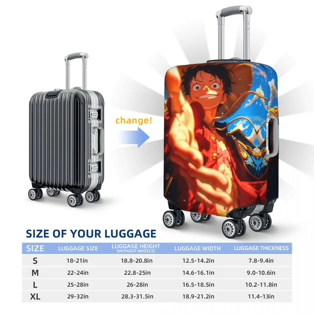 One Anime P-Pieces Suitcase Cover Flight Useful Luggage Supplies Business Protector