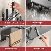 Support de Couteaux Mural Multifonction – Porte-Ustensiles avec Range-Baguettes Intégré 3